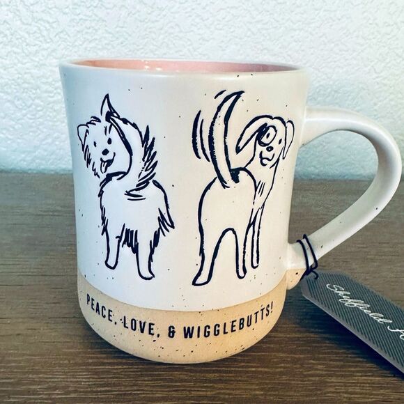 Peace Love & Wigglebutts Speckled Ceramic Dog Large Coffee Mug - Picture 1 of 3
